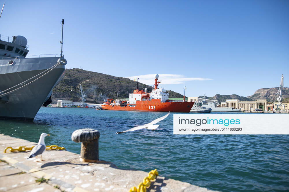 The Oceanographic Research Vessel (BIO) Hespà rides docks in the port of Cartagena, Murcia (Spain), on February 1st, 2021. The Hespà rides set sail on January 28th from the Arsenal of Las Palmas to begin the transit back to its home port, in Cartagena. The Hespà rides has been in Las Palmas for 24 days and arrived in Cartagena a month after setting sail on 30 December. The Institute of Preventive Medicine of Defence (IMPDEF) has closed the outbreak of coronavirus detected on the ship after obtaining negative results from the last remaining members of the crew to overcome the disease. One of them remains in the Negrin Hospital in Las Palmas. 01 FEBRUARY 2021;HESPERIDES;CARTAGENA;MURCIA;COVID LagenciaEP 02 01 2021 Cartagena, (Murcia)
