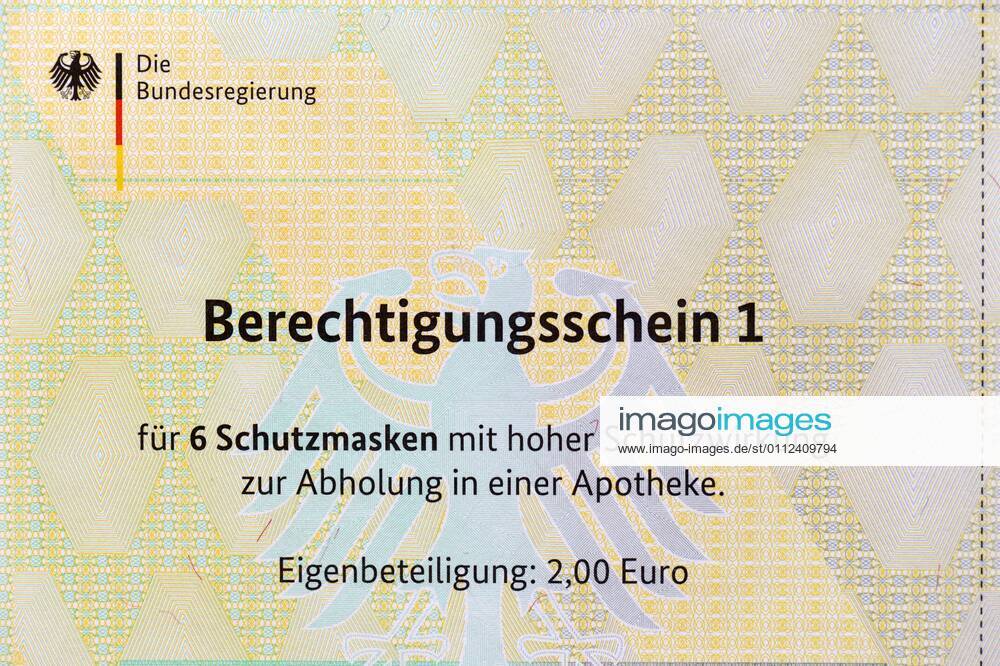 Berechtigungsscheine für FFP-2 Masken, Corona-Krise, Stuttgart, Baden-Württemberg, Deutschland, Europa