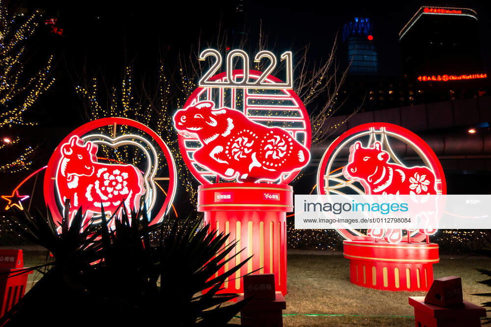 Street decorations are pictured in Guomao Business District as China celebrates Chinese New Year 4719, the Year of the Ox. Artyom Ivanov TASS TS0F6917