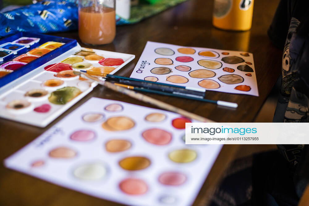IMAGO Creative: Jahreszeit Winter, Fantasievoll drinnen spielen Art Project Inspired by Color. Watercolor for Children with Bright Mix Nevada City, CA, United States CR_LEVO210216A-645847-01