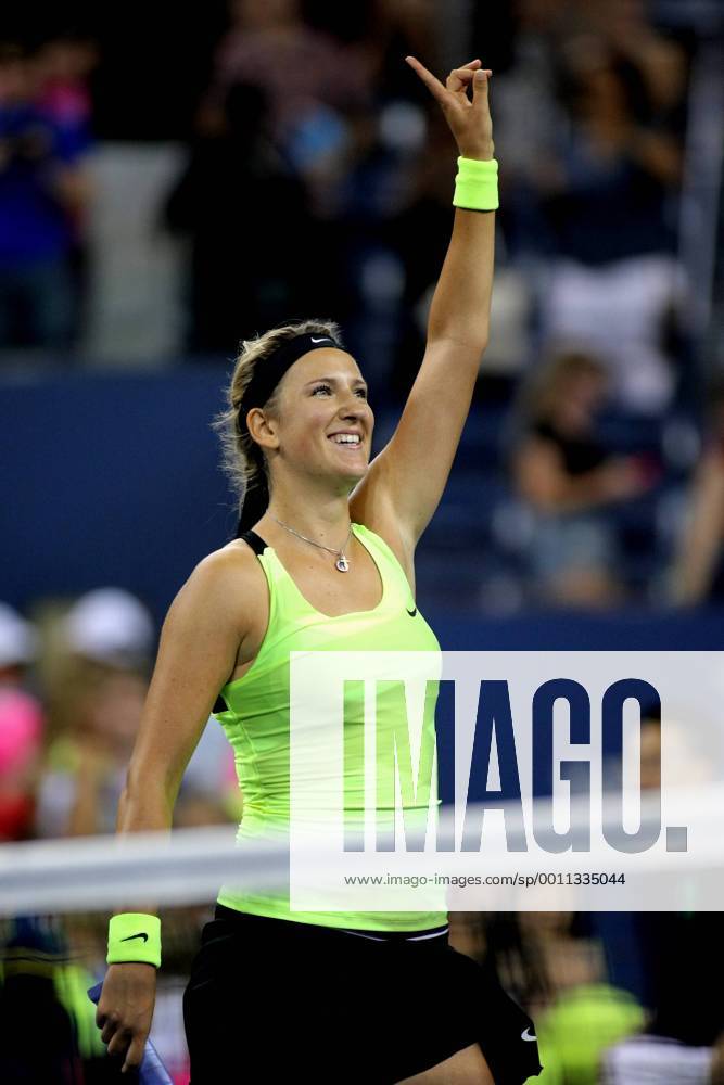 Victoria Azarenka, Belarus, celebrates in the second set of third-round action at the 2012 U.S. Open held at the National Tennis Center on Agust 31, 2012. Azarenka won 6-0,6-1. NYP20120831339