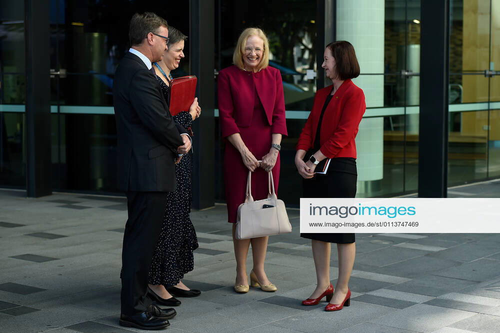 QLD COVID19 VACCINE ROLL OUT, Chief Health Officer Dr Jeannette Young (centre) and Health Minister Yvette D Ath (right) are seen during a media opportunity at the Gold Coast University Hospital on the Gold Coast, Monday, February 22, 2021. Australia will begin its rollout of the Pfizer coronavirus vaccine on Monday, the country s most complicated logistical exercise to date. ( NO ARCHIVING, , NO USE IN BOOKS WITHOUT CONSENT BRISBANE QLD AUSTRALIA