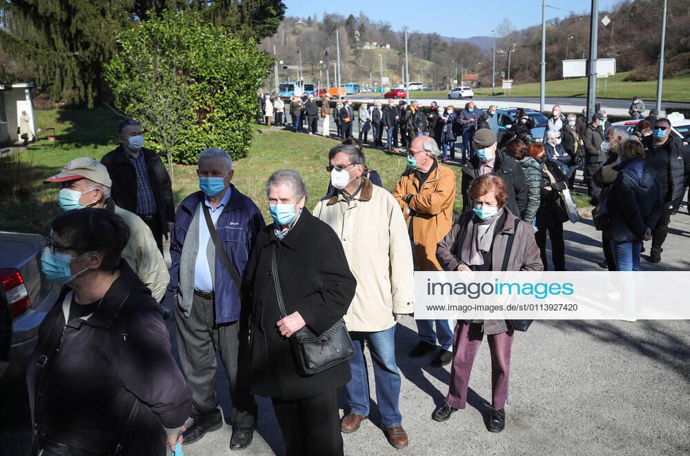 Vaccination in Zagreb, Croatia People wait in line to receive coronavirus disease (COVID-19) vaccine during a mass vaccination in Zagreb, Croatia on February 23, 2021. SanjinxStrukic PIXSELL
