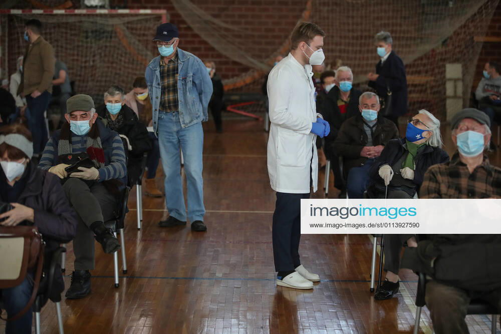 Vaccination in Zagreb, Croatia People wait to receive coronavirus disease (COVID-19) vaccine during a mass vaccination in Zagreb, Croatia on February 23, 2021. SanjinxStrukic PIXSELL