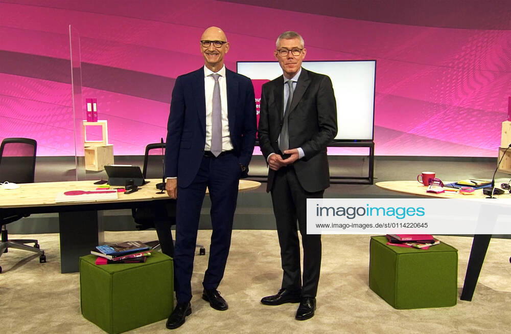 Deutschland, Bonn, 26.02.2021 Bilanzpressekonferenz der Deutsche Telekom AG Foto: Timotheus Hoettges, Vorstandsvorsitzender und Finanzvorstand Christian P. Illek (digitale Fotos der Uebertragung) Bilanzpressekonferenz der Deutsche Telekom AG