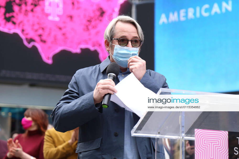 NEW YORK, NY- MARCH 12: Matthew Broderick participating in We Will Be Back, presented by Broadway Cares Equity Fights AIDS, NYCNext, and the Times Square Alliance, held in Duffy Square, on March 12, 2021, in New York City.