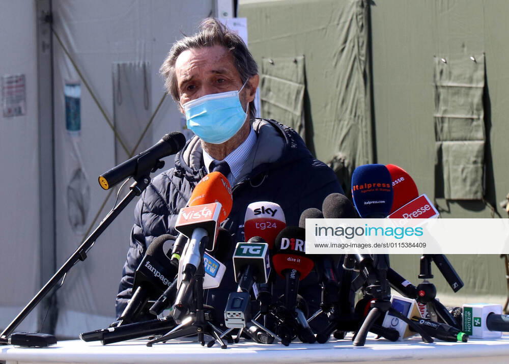 Coronavirus in Italien, Drive In Impfzentrum bei Mailand foto ipp clemente marmorino milano 15 03 2021 emergenza coronavirus covid 19 inaugurazione del primo drive through per tamponi convertito in presidio vaccinale nella foto attilio fontana presidente regione lombardia campagna vaccinale drive throu