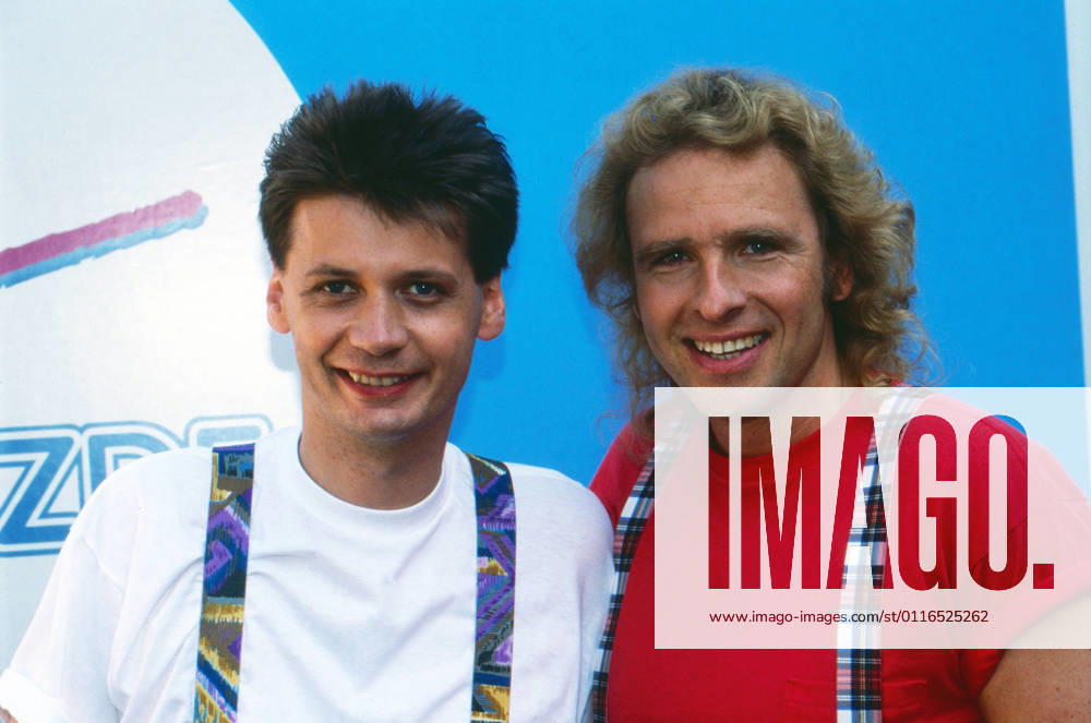 Supertreff im ZDF Supertreff im ZDF, Magazin, Deutschland um 1988, Moderatoren: Günther Jauch, Thomas Gottschalk, Mainz Rheinland-Pfalz Deutschland