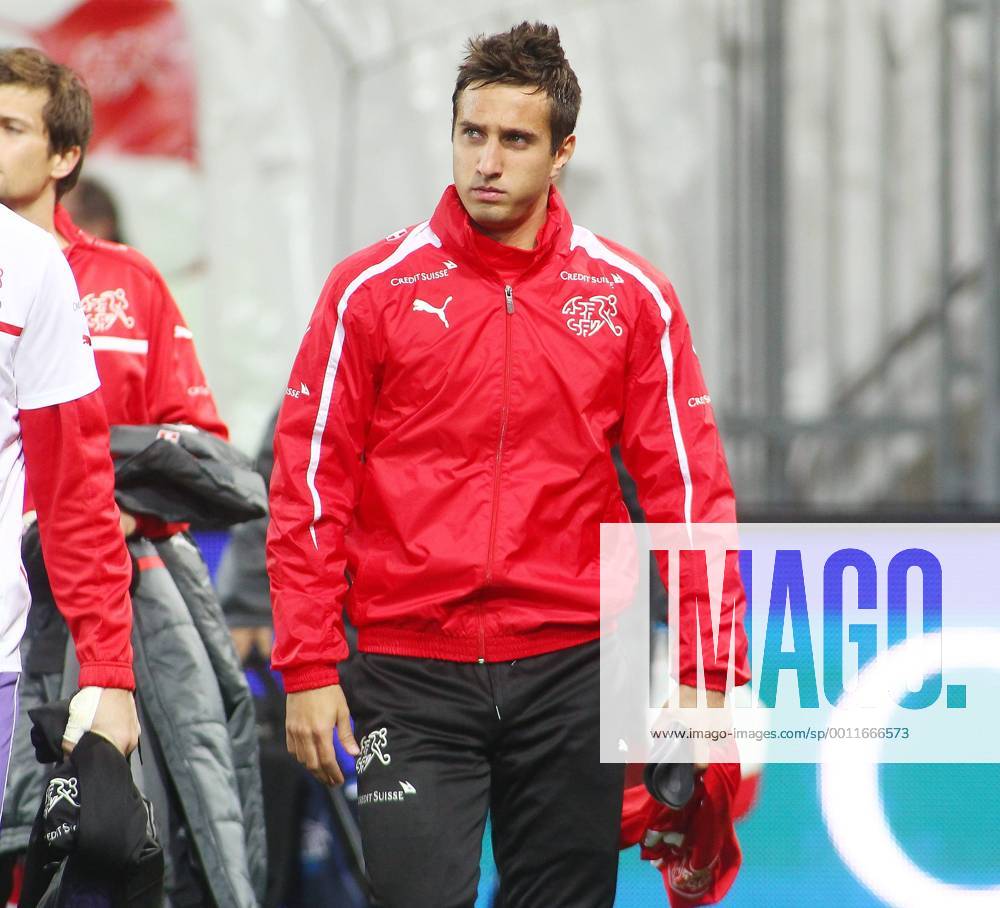 12.10. 2012 Stade de Suisse Bern , SCHWEIZ , Herren WM Qualifikationsspiel Saison 2012 2013 Schweiz - Norwegen Mario Gavranovic (Schweiz) ; Einzelbild