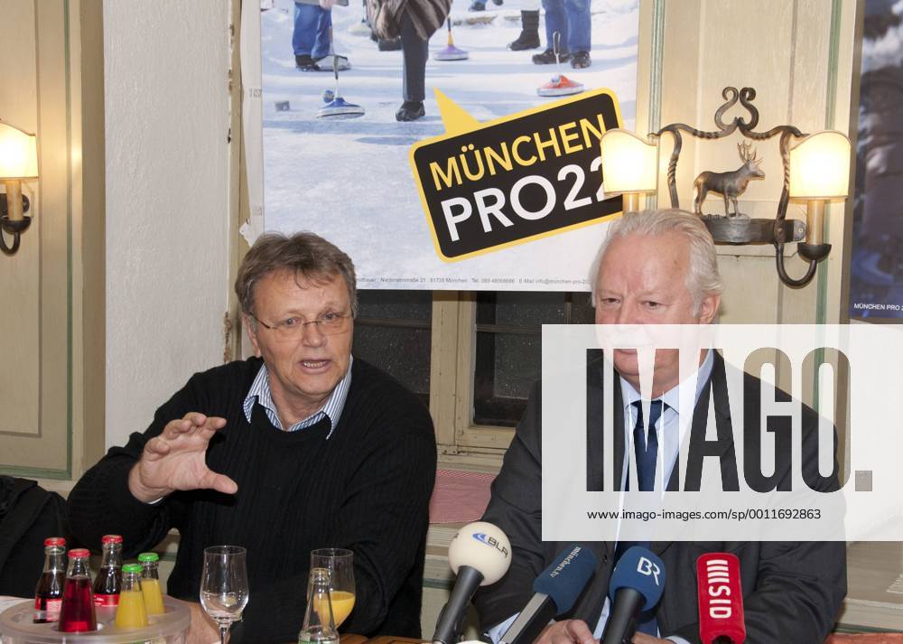 München,Presseinformation zu München PRO22 Olympische und Paraolympische Winterspiele 2022, Hans-Ulrich Hesse, Vorsitzender des Bayerischen Landes-Sportsverband e. V. Kreis München, Mario Schmidbauer CSU Stadtrat im Ratskeller