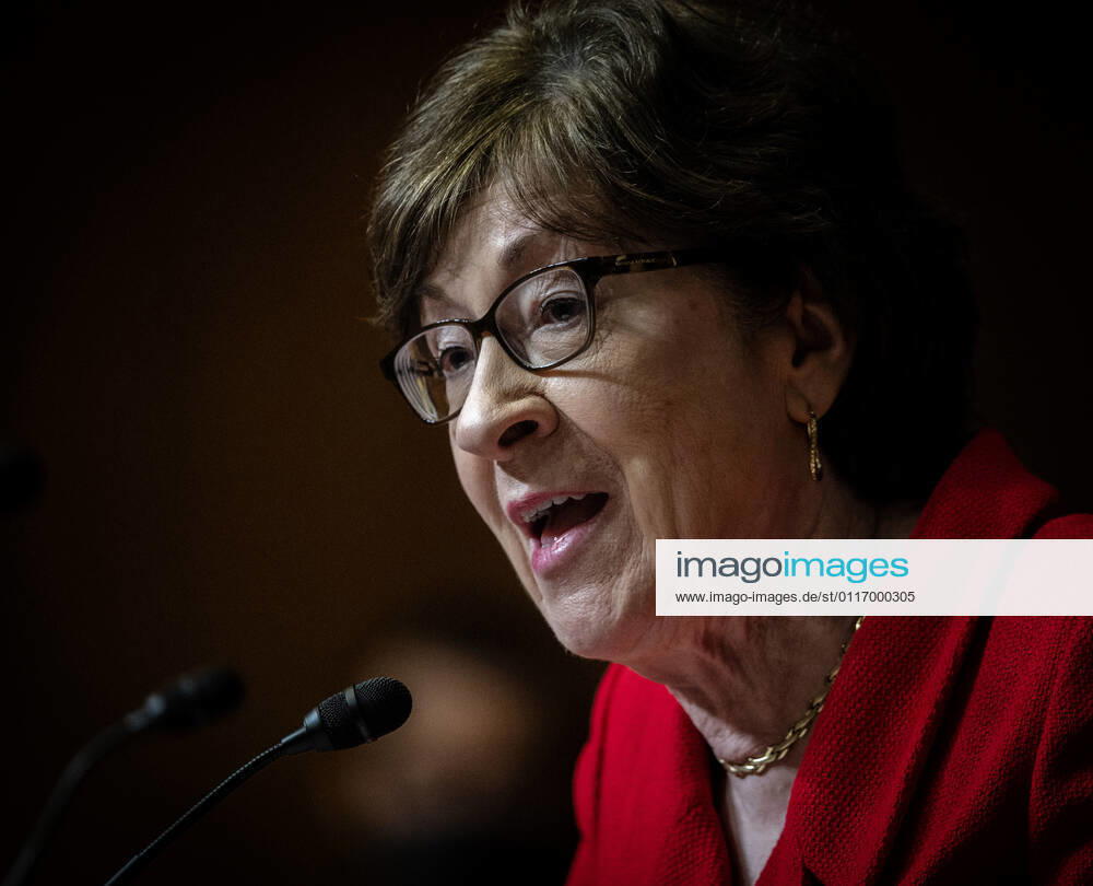 .Sen. Susan Collins(R-ME) asks a question to U.S. Trade Representative Katherine Tai before the Senate Appropriations Subcommittee on Commerce, Justice, Science, and Related Agencies during a hearing on the proposed budget for fiscal year 2022 for the Office of the U.S. Trade Representative on Capitol Hill on Wednesday, April 28, 2021 in Washington, DC. Pool WASP20210428117 BillxO Leary