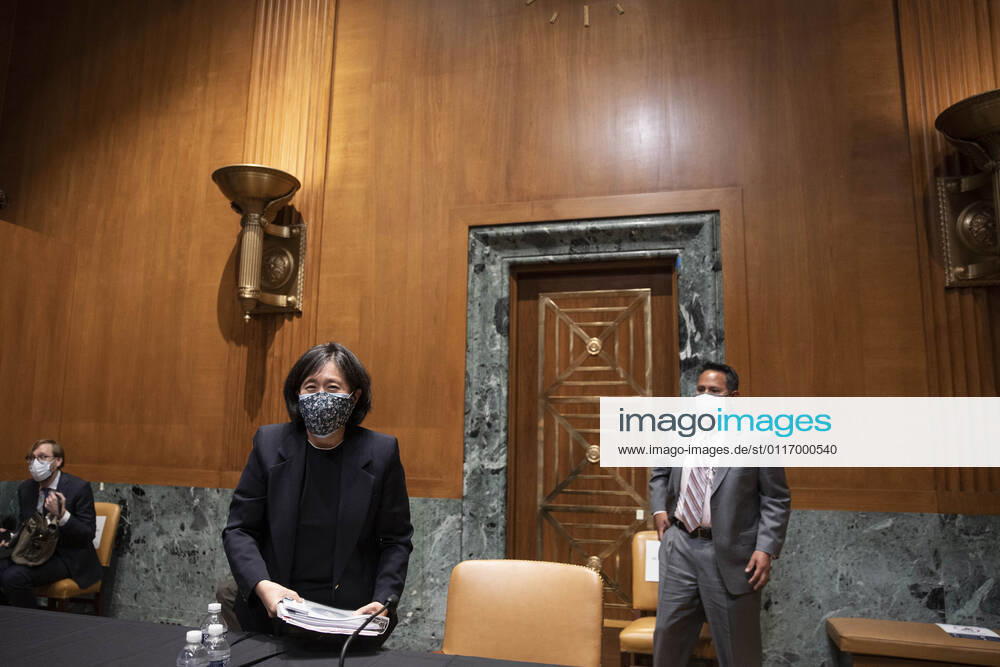 WASHINGTON, DC - APRIL 28: US Trade Representative Katherine Tai departs after testifying before the Senate Appropriations Subcommittee on Commerce, Justice, Science, and Related Agencies on the proposed budget for fiscal year 2022 for the Office of the U.S. Trade Representative on Capitol Hill on April 28, 2021 in Washington, DC Washington USA - ZUMAs152 20210428_zaa_s152_041