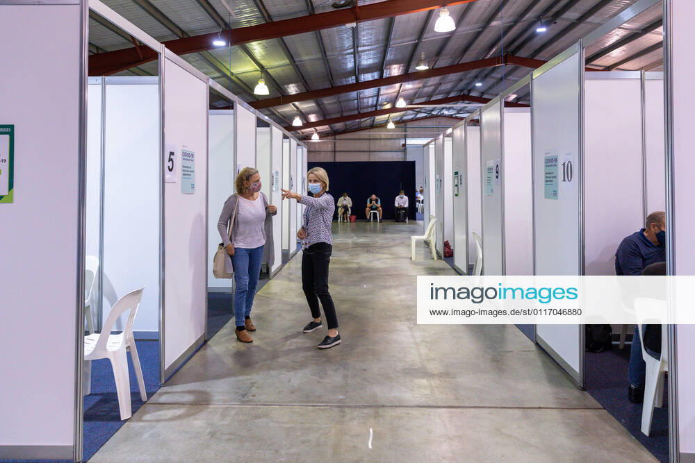 WA CORONAVIRUS COVID19, Members of the public are seen at the Claremont Showground mass vaccination centre in Perth, Monday, May 2, 2021. From today over-50s are eligible for the Covid-19 immunisation program at two mass public vaccination clinics in Perth. ( NO ARCHIVING, , NO USE IN BOOKS WITHOUT CONSENT PERTH WA AUSTRALIA