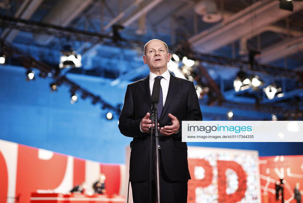 Bundesfinanzminister Olaf Scholz aufgenommen im Rahmen des digitalen Bundesparteitages der SPD in Berlin, 09.05.2021. Auf dem ersten digitalen Bundesparteitag in der Geschichte der SPD soll Olaf Scholz als Kanzlerkandidat bestaetigt sowie das Wahlprogramm fuer die Bundestagswahl beschlossen werden. Berlin Deutschland