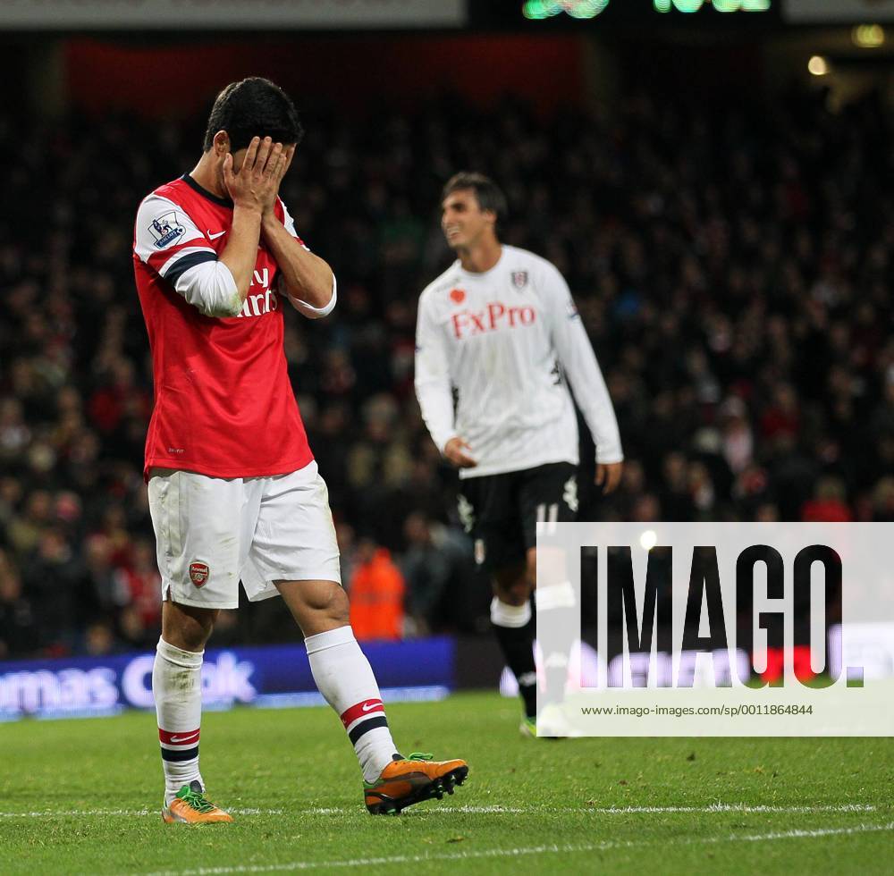Arsenal s Mikel Arteta looks on dejected after missing a last minute penalty ..Arsenal FC London v Fulham FC s - Premier League - .