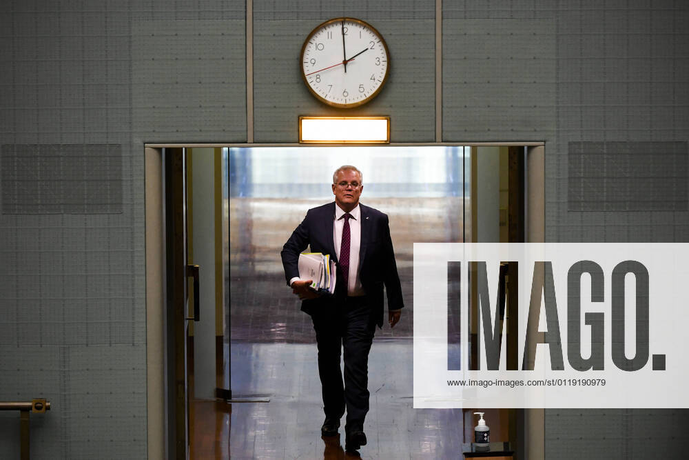 QUESTION TIME, Australian Prime Minister Scott Morrison arrives during House of Representatives Question Time at Parliament House in Canberra, Wednesday, May 26, 2021. ( NO ARCHIVING, , NO USE IN BOOKS WITHOUT CONSENT CANBERRA ACT AUSTRALIA