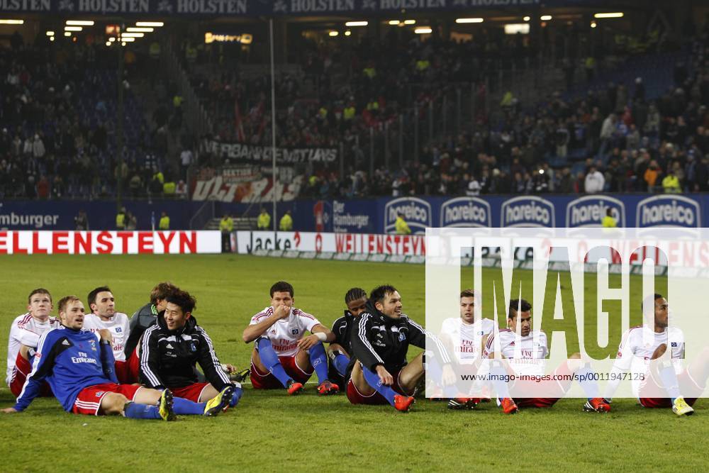 Football - soccer: first division germany, 1. Bundesliga 2012 2013, Hamburger SV (HSV) - 1. FSV Mainz 05, Schlussjubel bei der Mannschaft des HSV xPhilippxSzyzax ZWEIx