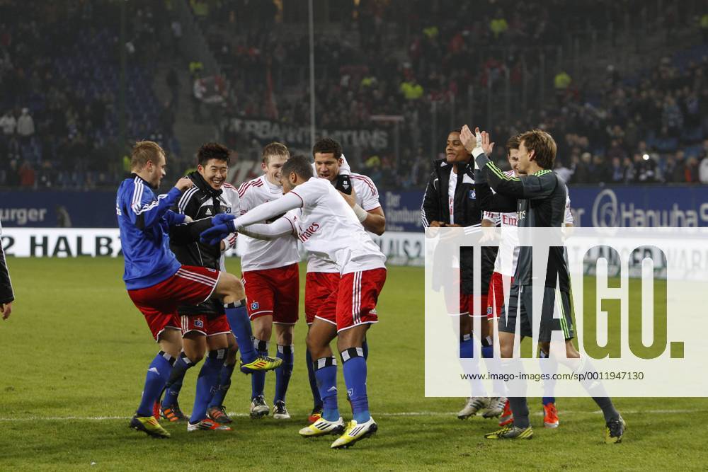 Football - soccer: first division germany, 1. Bundesliga 2012 2013, Hamburger SV (HSV) - 1. FSV Mainz 05, Schlussjubel bei der Mannschaft des HSV xPhilippxSzyzax ZWEIx