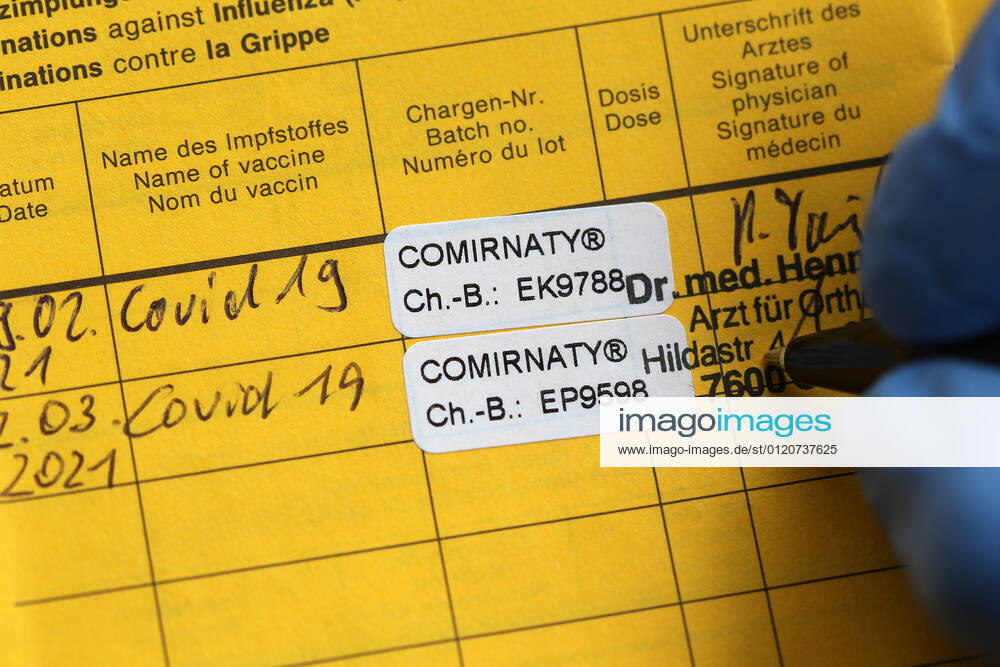 Winden Themenbild - Coronavirus, Coronapandemie - internationale Impfbescheinigung, Prophylaxebescheinigung, Impfpass, Impfbuch, Erstimpfung, Zweitimpfung, Covid 19 Eintrag Themenbild - Coronavirus, Coronapandemie - internationale Impfbescheinigung, Prophylaxebescheinigung, Impfpass, Impfbuch, Erstimpfung, Zweitimpfung, Covid 19 Eintrag Innenseite eines Impfpasses mit den beiden Aufklebern der Erstimpfung und Zweitimpfung mit Biontech, Comirnaty. Coronavirus, Coronapandemie, Impfpass, Impfbuch, Impfbescheinigung, Impfdokument, internationale Impfbescheinigung, Prophylaxebescheinigung mit Impfspritze und einem Covid 19 Eintrag mit Aufkleber einer Erstimpfung, Zweitimpfung