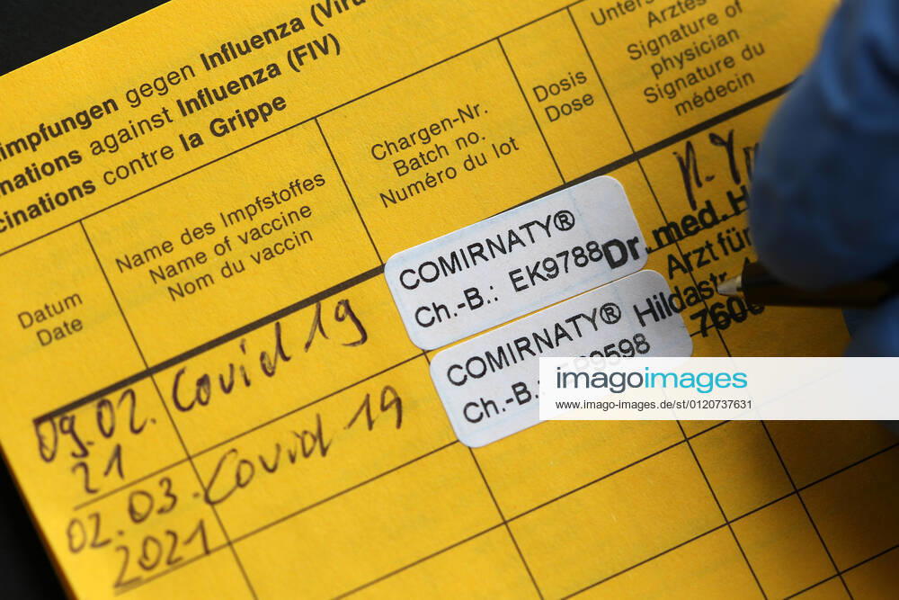 Winden Themenbild - Coronavirus, Coronapandemie - internationale Impfbescheinigung, Prophylaxebescheinigung, Impfpass, Impfbuch, Erstimpfung, Zweitimpfung, Covid 19 Eintrag Themenbild - Coronavirus, Coronapandemie - internationale Impfbescheinigung, Prophylaxebescheinigung, Impfpass, Impfbuch, Erstimpfung, Zweitimpfung, Covid 19 Eintrag Innenseite eines Impfpasses mit den beiden Aufklebern der Erstimpfung und Zweitimpfung mit Biontech, Comirnaty. Coronavirus, Coronapandemie, Impfpass, Impfbuch, Impfbescheinigung, Impfdokument, internationale Impfbescheinigung, Prophylaxebescheinigung mit Impfspritze und einem Covid 19 Eintrag mit Aufkleber einer Erstimpfung, Zweitimpfung