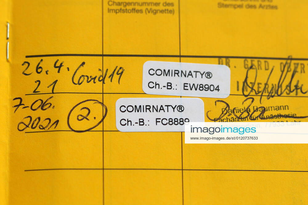 Winden Themenbild - Coronavirus, Coronapandemie - internationale Impfbescheinigung, Prophylaxebescheinigung, Impfpass, Impfbuch, Erstimpfung, Zweitimpfung, Covid 19 Eintrag Themenbild - Coronavirus, Coronapandemie - internationale Impfbescheinigung, Prophylaxebescheinigung, Impfpass, Impfbuch, Erstimpfung, Zweitimpfung, Covid 19 Eintrag Innenseite eines Impfpasses mit den beiden Aufklebern der Erstimpfung und Zweitimpfung mit Biontech, Comirnaty. Coronavirus, Coronapandemie, Impfpass, Impfbuch, Impfbescheinigung, Impfdokument, internationale Impfbescheinigung, Prophylaxebescheinigung mit Impfspritze und einem Covid 19 Eintrag mit Aufkleber einer Erstimpfung, Zweitimpfung