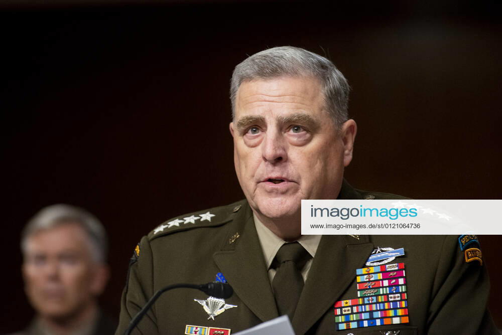 General Mark Milley, Chairman of the Joint Chiefs of Staff offers his opening remarks as he appears before a Senate Committee on Armed Services hearing to examine the Department of Defense budget posture in review of the Defense Authorization Request for fiscal year 2022, in the Dirksen Senate Office Building in Washington, DC, Thursday