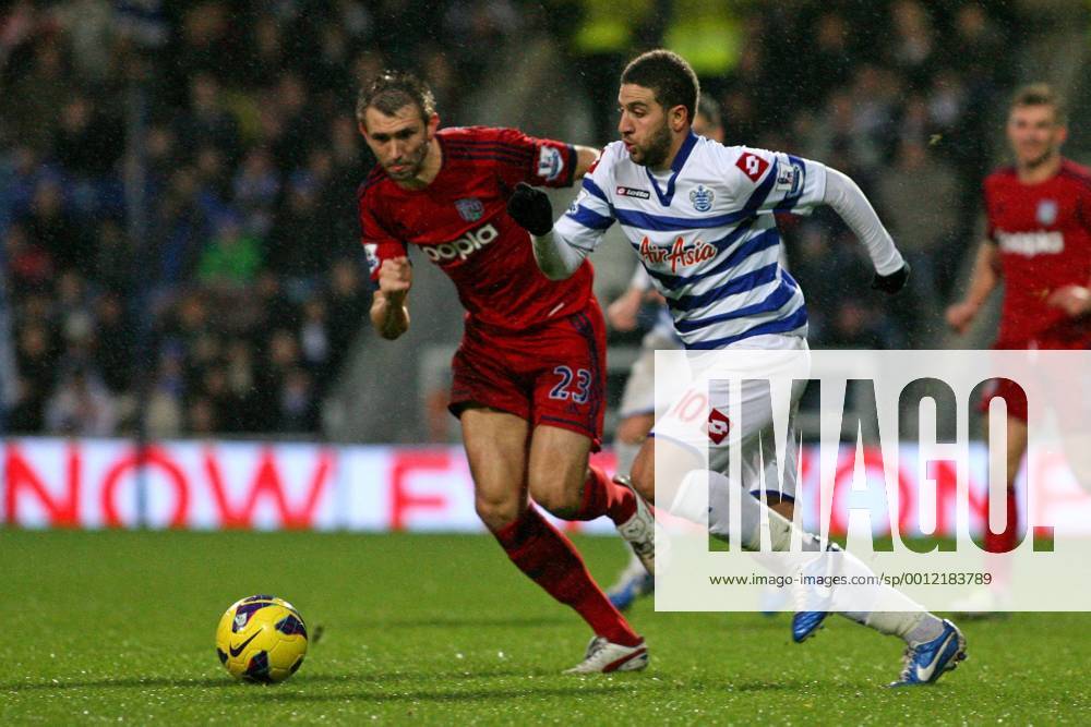 Football - 2012 2013 Premier League - Queens Park Rangers (QPR) vs West Bromwich Albion Adel Taarabt of Queens Park Rangers (QPR) and Gareth McAuley of West Bromwich Albion in action