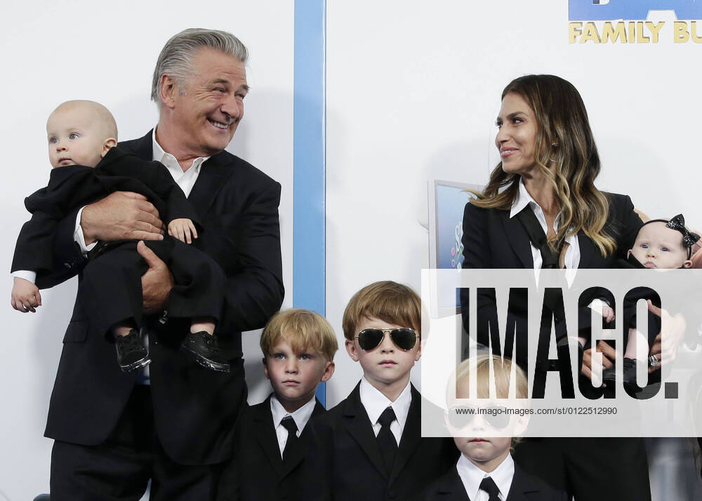Alec Baldwin, Hilaria Baldwin and their children Lucia Baldwin, Rafael Baldwin, Eduardo Baldwin, Leonardo Baldwin, Romeo Baldwin and Carmen Baldwin arrive on the red carpet at the World Premiere of DreamWorks Animation s The Boss Baby: Family Business at SVA Theater in New York City on Tuesday, June 22, 2021. NYP20210622169 JohnxAngelillo