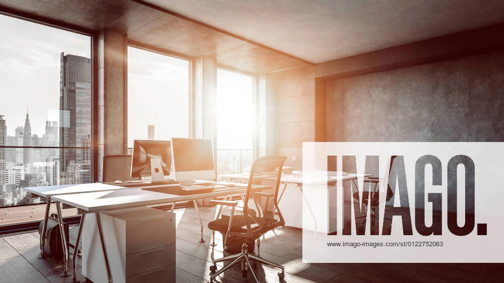 Interior of office with sunlight streaming through window property released SKGF00025