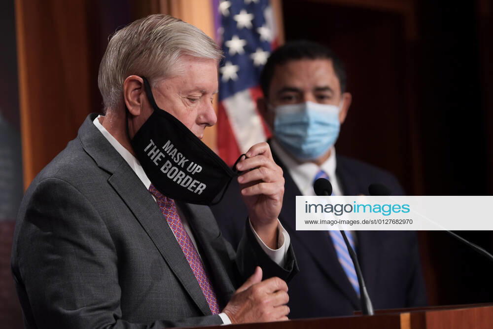 US Senator LINDSEY GRAHAM(R-SC)(left) and Congressman HENRY CUELLAR(D-TX)(right) hold a press conference about The US-Mexico Border, today on July 30, 2021 at Senate Estudio Capitol Hill in Washington DC, USA. Washington USA - ZUMAn298 20210730_znp_n298_009