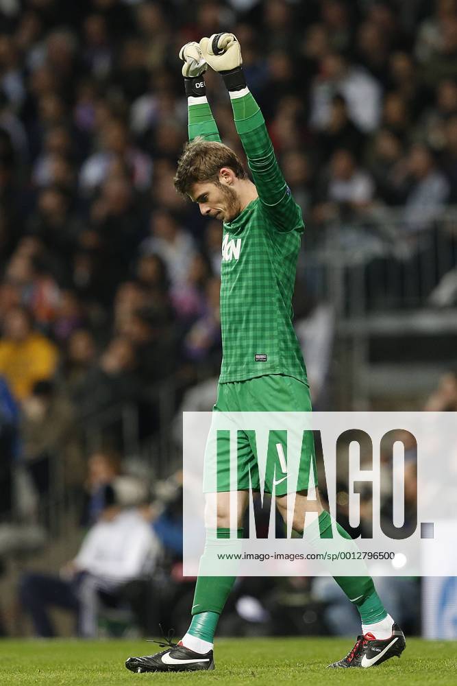 Manchester United s David De Gea celebrates goal during Champions League 2012 2013 match.February 12,2013. (20229)