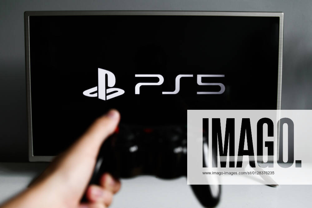 Video Games Photo Illustrations PlayStation 5 logo displayed on a tv screen and a gamepad are seen in this illustration photo taken in Krakow, Poland on August 5, 2021. Krakow Poland porzycki-videogam210805_np8Hp