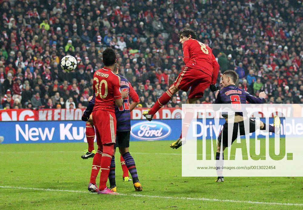 Arsenal s Laurent Koscielny scoring his sides second goal..Bayern Munich v Arsenal- UEFA Champions League - Second Round, Second Leg - Allianz Arena, Munich- 13 03 13 - Picture David Klein Sportimage .