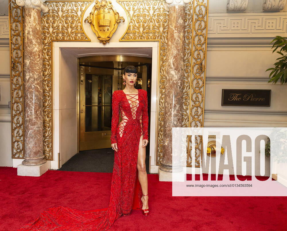 Met Gala 2021 departures from The Pierre hotel Megan Fox wearing dress by Peter Dundas departs The Pierre Hotel for the 2021 Met Gala Celebrating In America: A Lexicon Of Fashion. New York New York United States