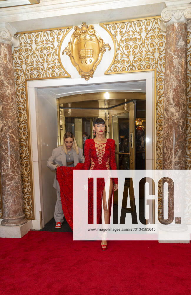 Met Gala 2021 departures from The Pierre hotel Megan Fox wearing dress by Peter Duncas departs The Pierre Hotel for the 2021 Met Gala Celebrating In America: A Lexicon Of Fashion. New York New York United States