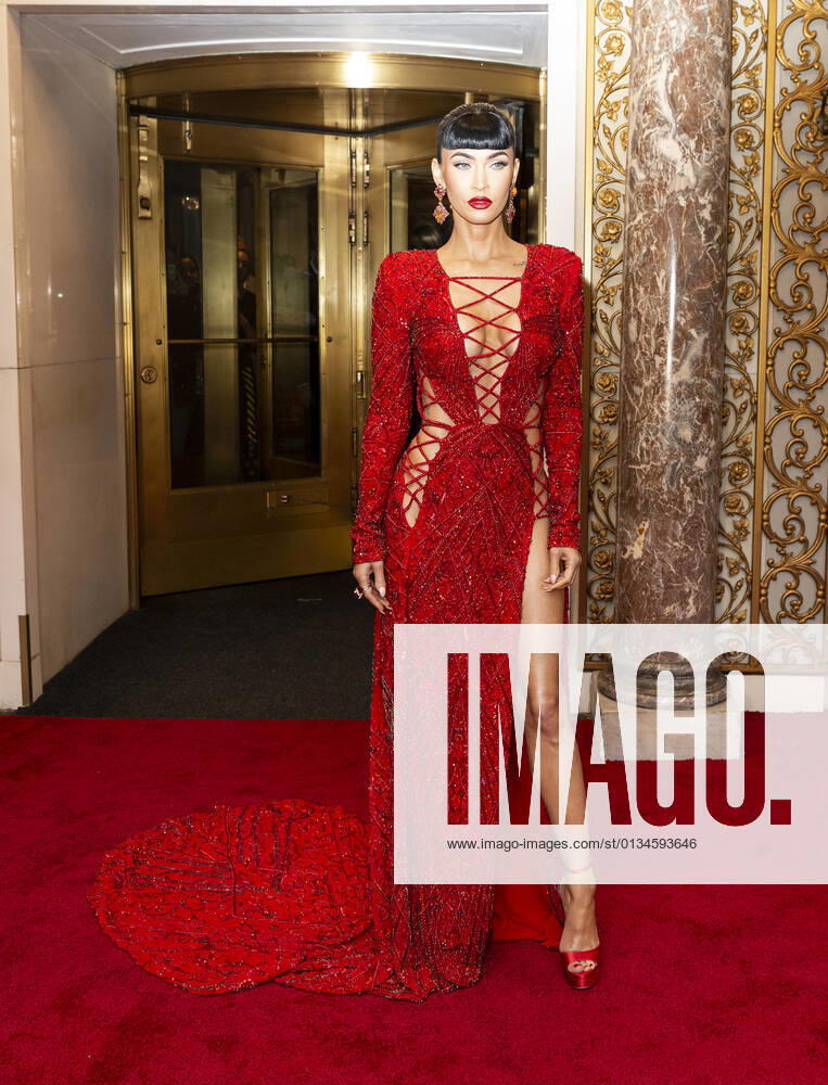 Met Gala 2021 departures from The Pierre hotel Megan Fox wearing dress by Peter Duncas collection departs The Pierre Hotel for the 2021 Met Gala Celebrating In America: A Lexicon Of Fashion. New York New York United States