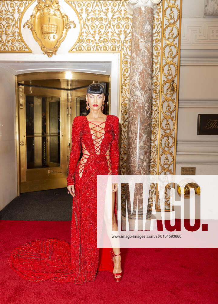 Met Gala 2021 departures from The Pierre hotel Megan Fox wearing dress by Peter Duncas departs The Pierre Hotel for the 2021 Met Gala Celebrating In America: A Lexicon Of Fashion. New York New York United States