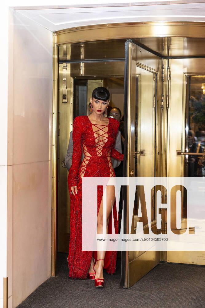 Met Gala 2021 departures from The Pierre hotel Megan Fox wearing dress by Peter Dundas departs The Pierre Hotel for the 2021 Met Gala Celebrating In America: A Lexicon Of Fashion. New York New York United States
