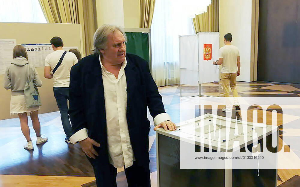 Actor Gerard Depardieu visits the Russian embassy to vote in the 2021 Russian parliamentary election. Russia holds elections to the State Duma of the 8th convocation on September 17-19, along with nine gubernatorial and 39 regional legislative elections. Pyotr Larionov TASS TS1112C8