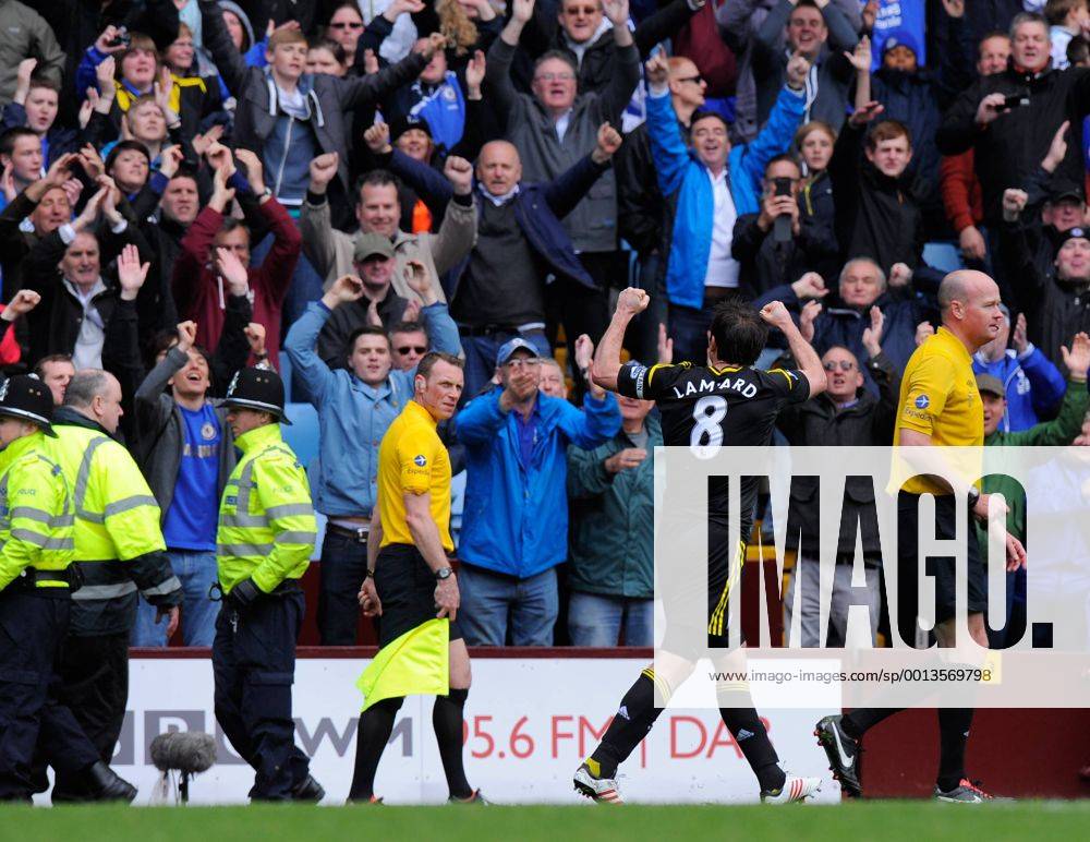 Frank Lampard of Chelsea celebrates his 203 goal for the club with the fans - Barclays Premier League - Aston Villa vs Chelsea - Villa Park Stadium - Birmingham - England - 11 05 13 - Picture Simon Bellis Sportimage .