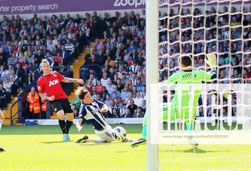 Manchester United s Alex Buttner scoring his sides third goal - Barclays Premier League - West Bromwich Albion vs Manchester United - The Hawthrowns - West Bromwich - 19 05 2013 - Pic David Klein Sportimage .