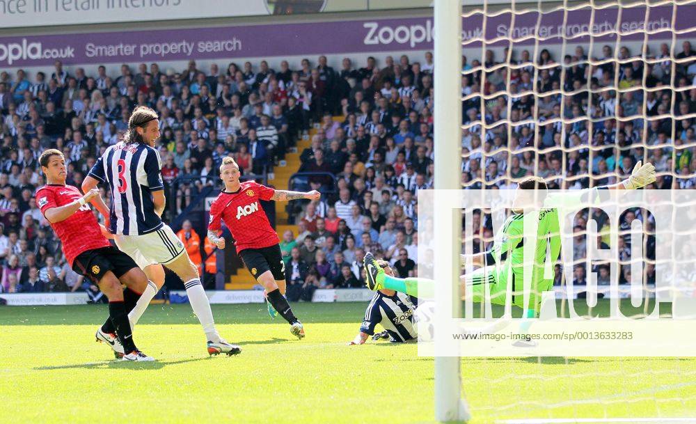 Manchester United s Alex Buttner scoring his sides third goal - Barclays Premier League - West Bromwich Albion vs Manchester United - The Hawthrowns - West Bromwich - 19 05 2013 - Pic David Klein Sportimage .