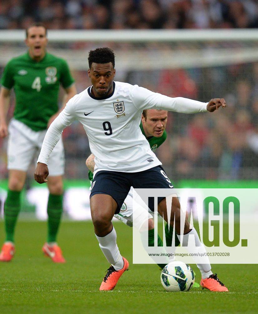 Daniel Sturridge of England holds off Glenn Whelan of Ireland - International Friendly - England vs Republic of Ireland - Wembley Stadium - London - England - 29 05 13 - Picture Simon Bellis Sportimage .