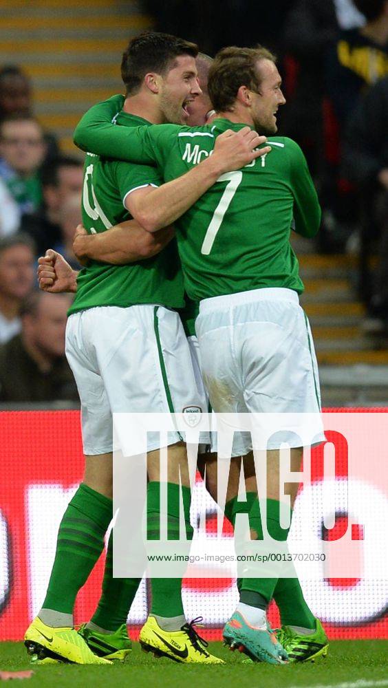 Shane Long of Ireland celebrates scoring the first goal - International Friendly - England vs Republic of Ireland - Wembley Stadium - London - England - 29 05 13 - Picture Simon Bellis Sportimage .