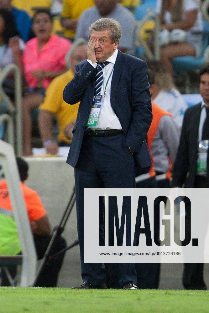 Football - International Friendly - Brazil vs. England Roy Hodgson, England manager looks troubled at the Maracana Stadium, Rio de Janeiro