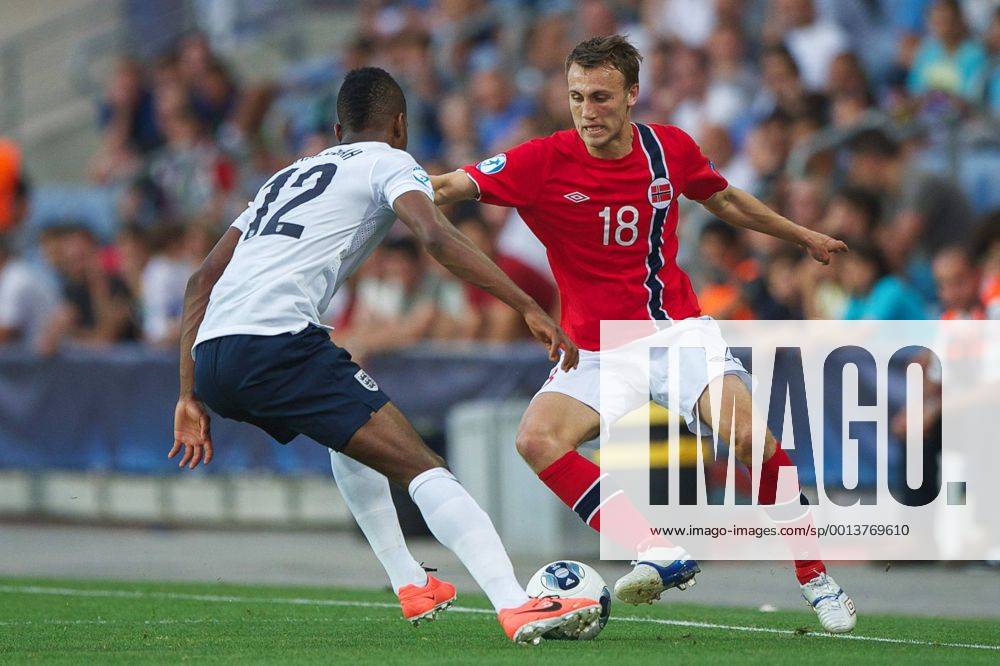 (L-R) Nathaniel Chalobah of England U21, Magnus Eikrem of Norway U21 during the UEFA U21 Championship match between England U21 and Norway U21 on June 8, 2013 at the Ha Moshava stadium in Petah Tikva, Israel England U21 v Norway U21 UEFA EURO U21 2012 2013 IVx 1600027