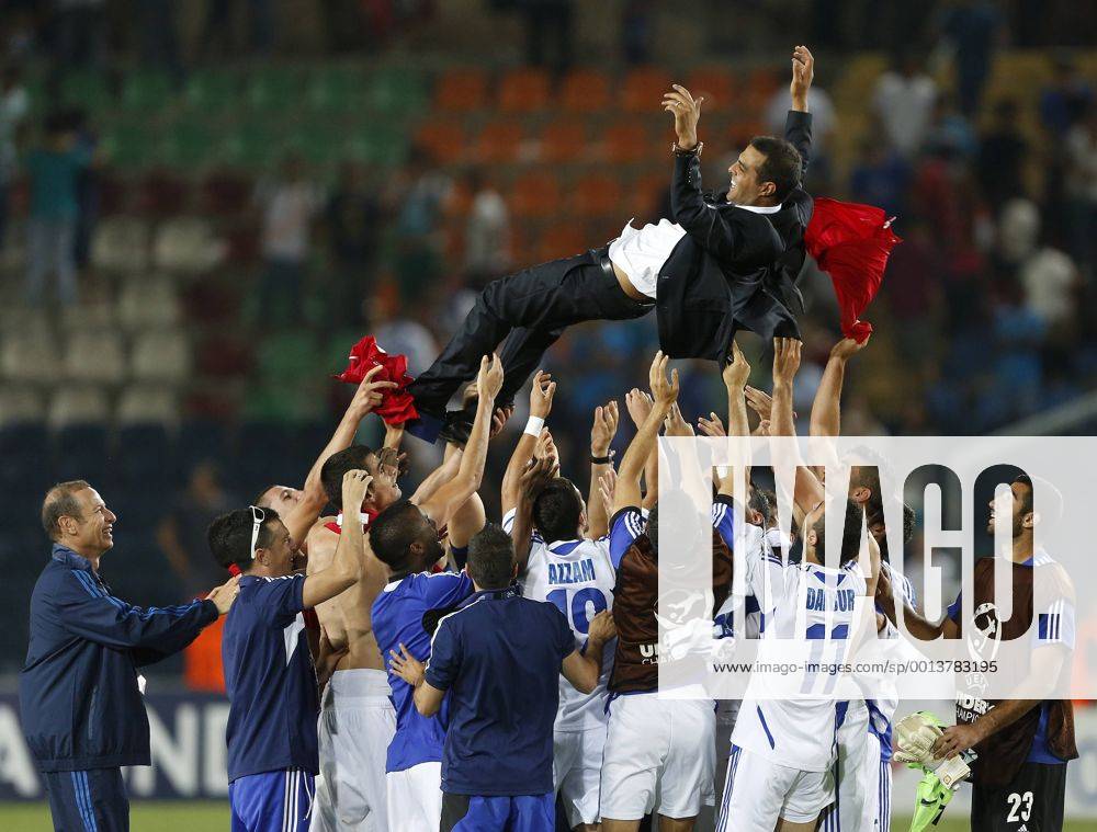 Israel s coach Guy Luzon gets thrown in the air by his players - Israel U21 vs England U21 - UEFA U21 Championship 2013 - Teddy Stadium - Jerusalem - Israel - 11 06 2013 - Pic David Klein Sportimage .