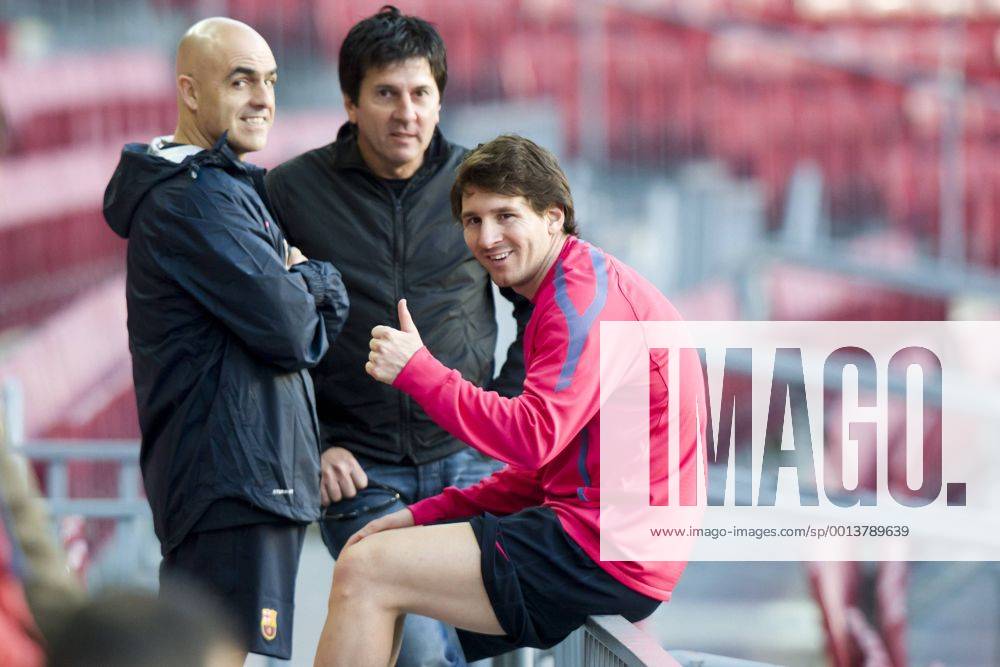 Barcelona training session, in this picture Lionel Messi and his father Jorge Horacio PUEYOx