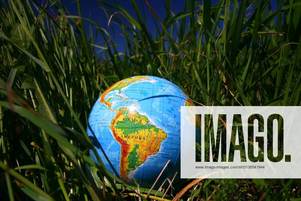 Globe of planet earth in green grass