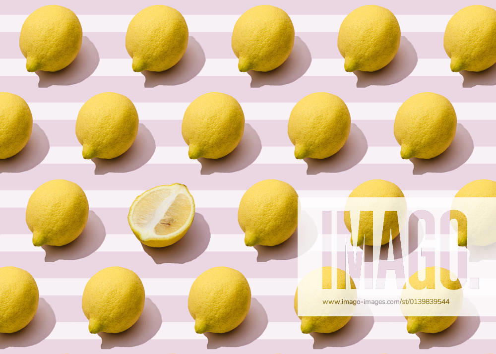 Pattern of fresh lemons wing single one halved FLMF00679
